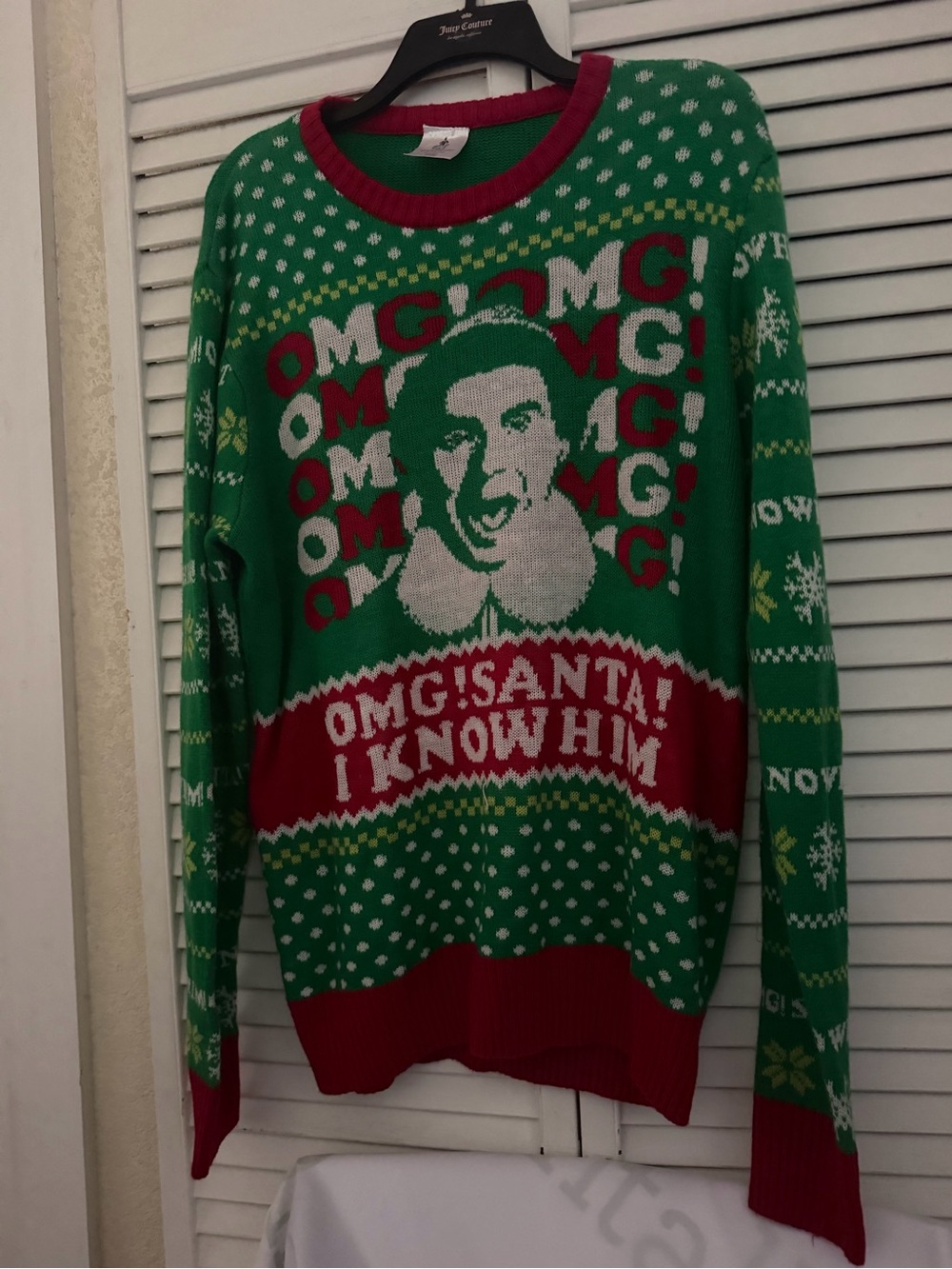 Elf Holiday 'OMG! Santa I Know Him' Crewneck Sweater xl(46-48)